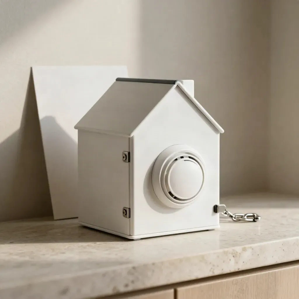 Set de protección hogar y energía con caja relé, detector de humo y cierre de puerta.