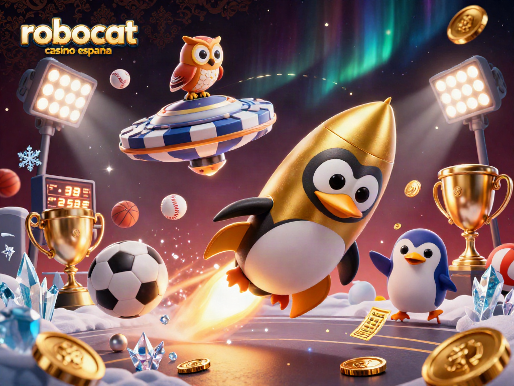 Experience the vibrant action at robocat casino españa with fun characters in a dynamic gaming scene.