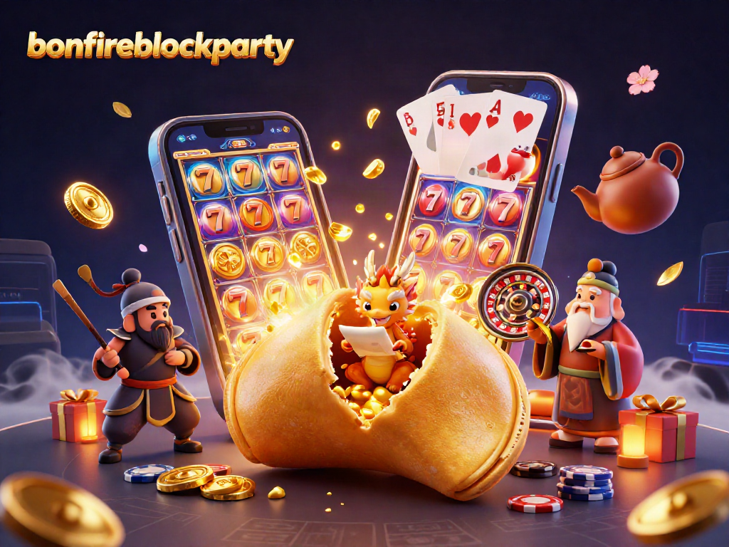 Spin to win at bonfireblockparty with an exciting 3D casino scene featuring golden elements.